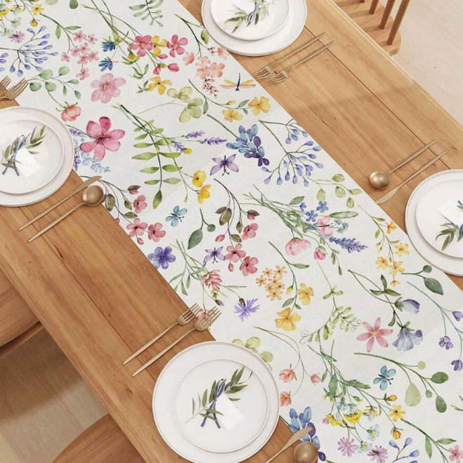 Napron cu flori, 33x120 cm, 100% linen [3]