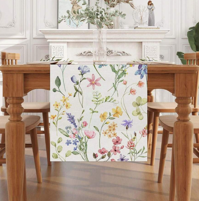 Napron cu flori, 33x120 cm, 100% linen [2]
