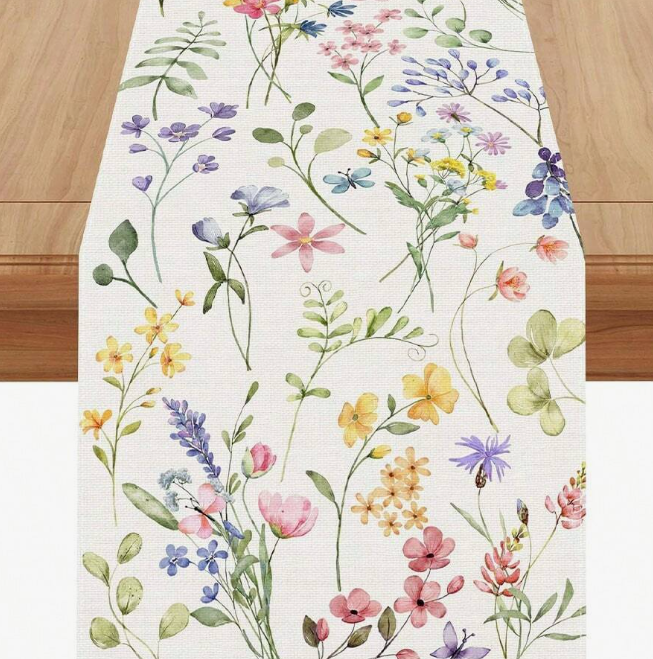 Napron cu flori, 33x120 cm, 100% linen [5]