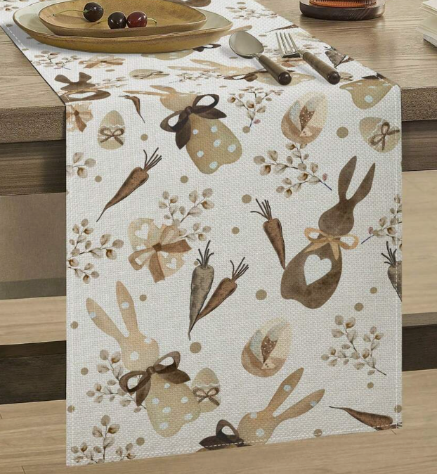 Napron decorativ cu iepurasi si tematica de primavara – 33x183 cm [3]