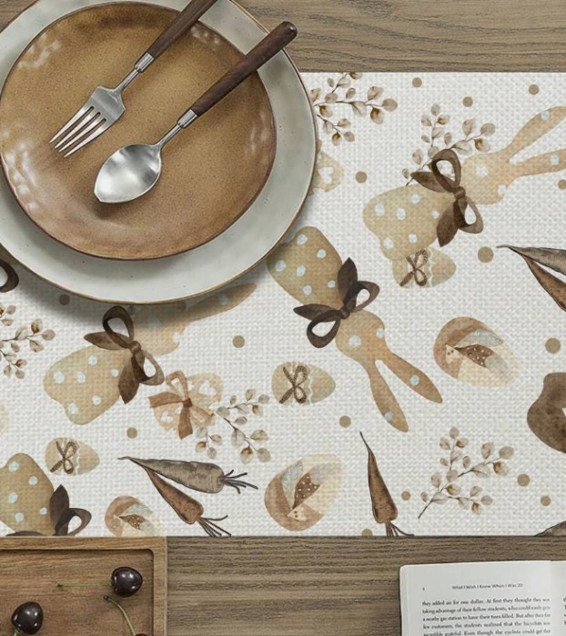 Napron decorativ cu iepurasi si tematica de primavara – 33x183 cm [4]
