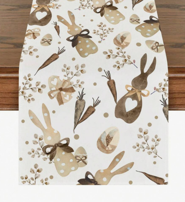 Napron decorativ cu iepurasi si tematica de primavara – 33x183 cm [2]