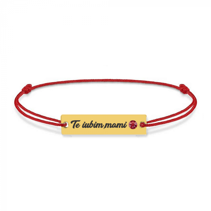 Nasty - Bratara personalizata snur si tablita din argint 925 placat cu aur galben 24K [4]