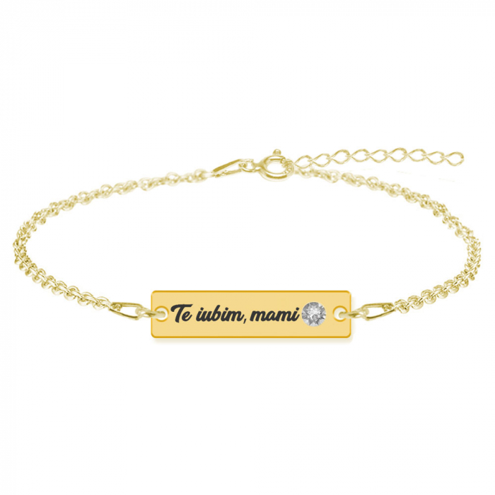 Nasty - Bratara personalizata tablita din argint 925 placat cu aur galben 24K [4]