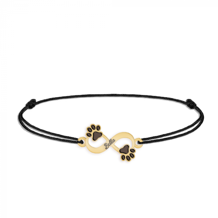 Niky - Bratara personalizata snur infinit si labute cu nume din argint 925 placat cu aur galben 24K [3]
