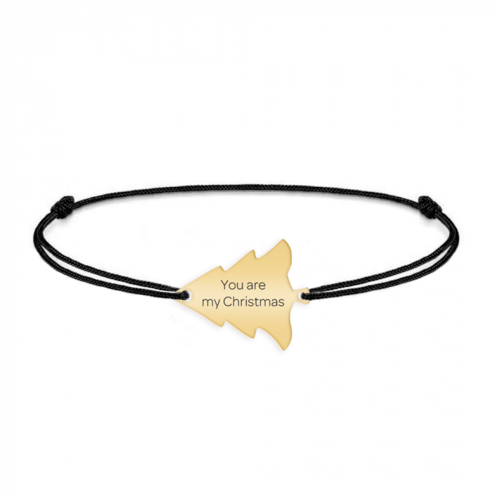 Noel - Bratara bradut argint 925 placat cu aur galben 24K personalizata cu mesaj - snur [2]