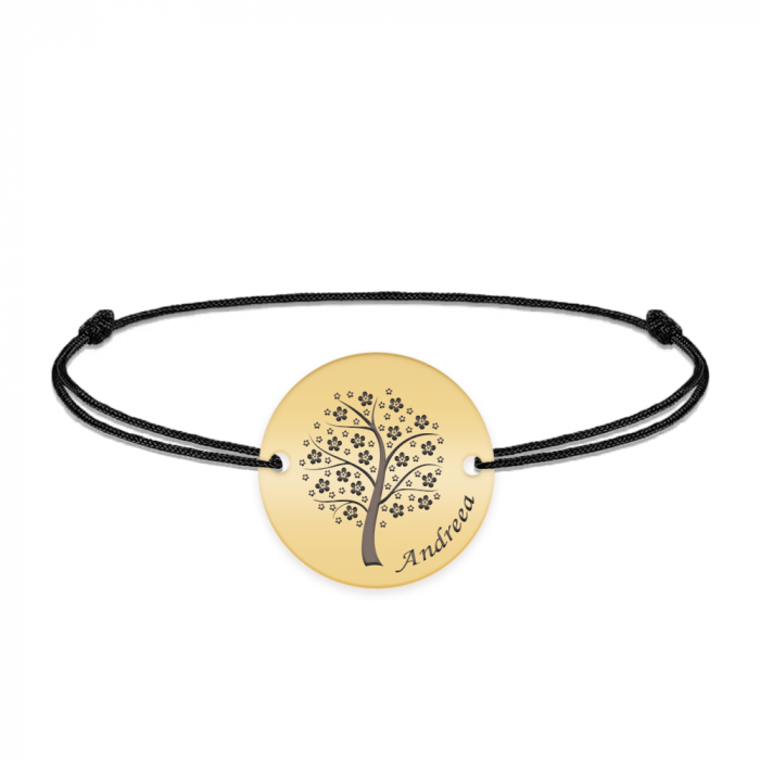 Nome - Bratara personalizata snur banut cu copac din argint 925 placat cu aur galben 24K [2]