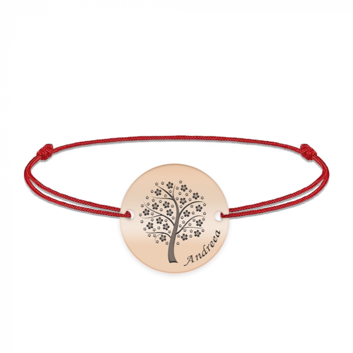 Nome - Bratara personalizata snur banut cu copac din argint 925 placat cu aur roz [2]