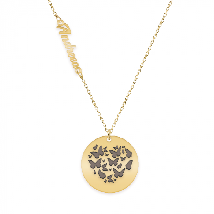 Nome - Colier personalizat nume si banut din argint 925 placat cu aur galben 24K [4]