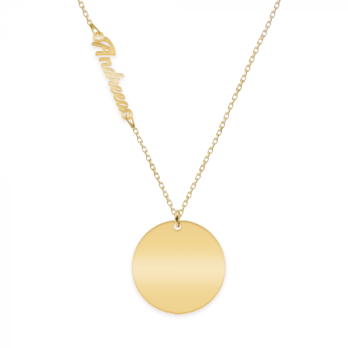 Nome - Colier personalizat nume si banut din argint 925 placat cu aur galben 24K [3]