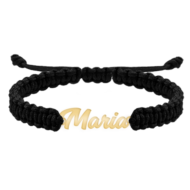 Bratara personalizata snur impletit cu nume din argint 925 placat cu aur galben 24K [2]
