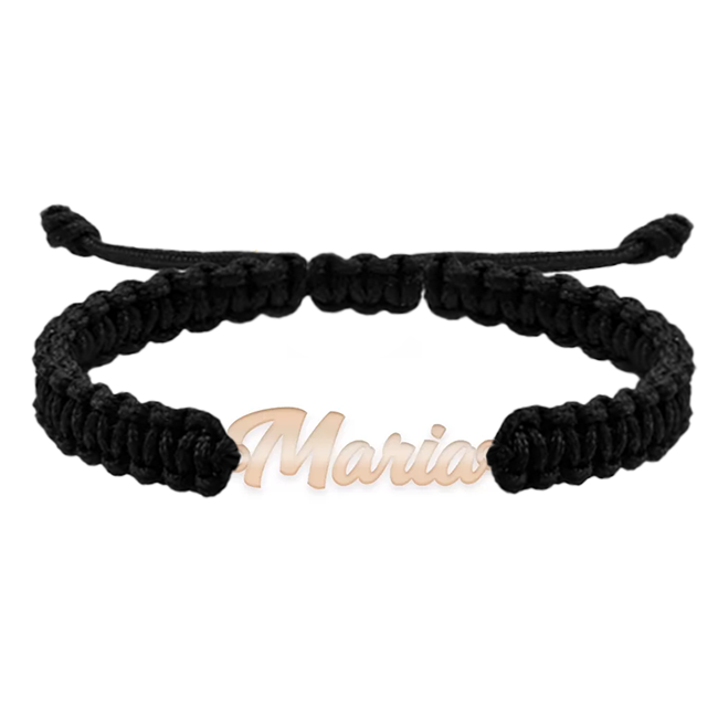 Bratara personalizata snur impletit cu nume din argint 925 placat cu aur roz [2]
