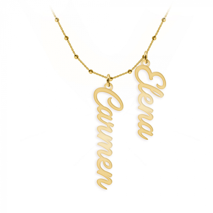 Olelo - Colier bile argint 925 placat cu aur galben 24K personalizat cu nume [2]