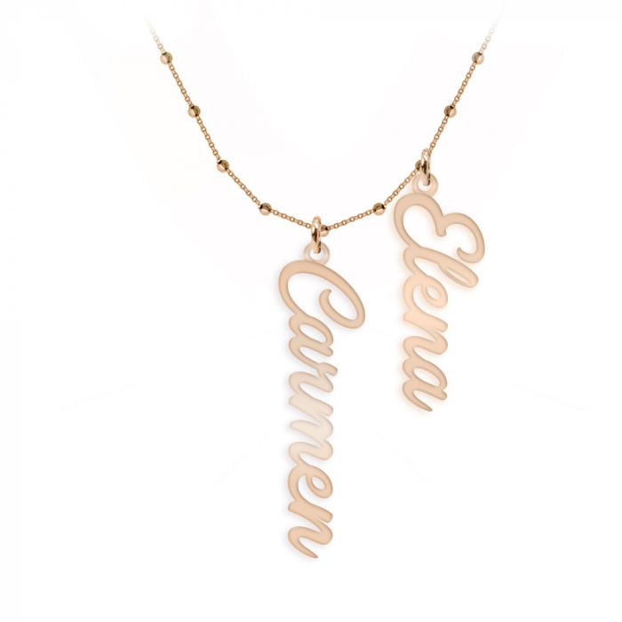 Olelo - Colier bile argint 925 placat cu aur roz personalizat cu nume [3]