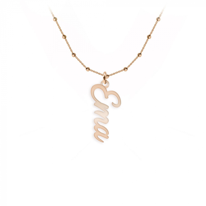 Olelo - Colier bile argint 925 placat cu aur roz personalizat cu nume [2]
