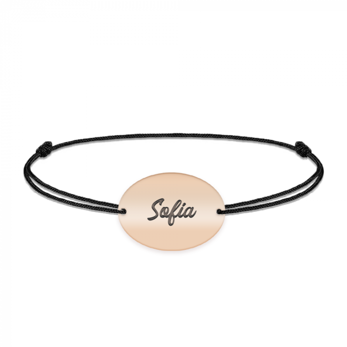 Ovalia - Bratara personalizata snur cu nume din argint 925 placat cu aur roz [3]