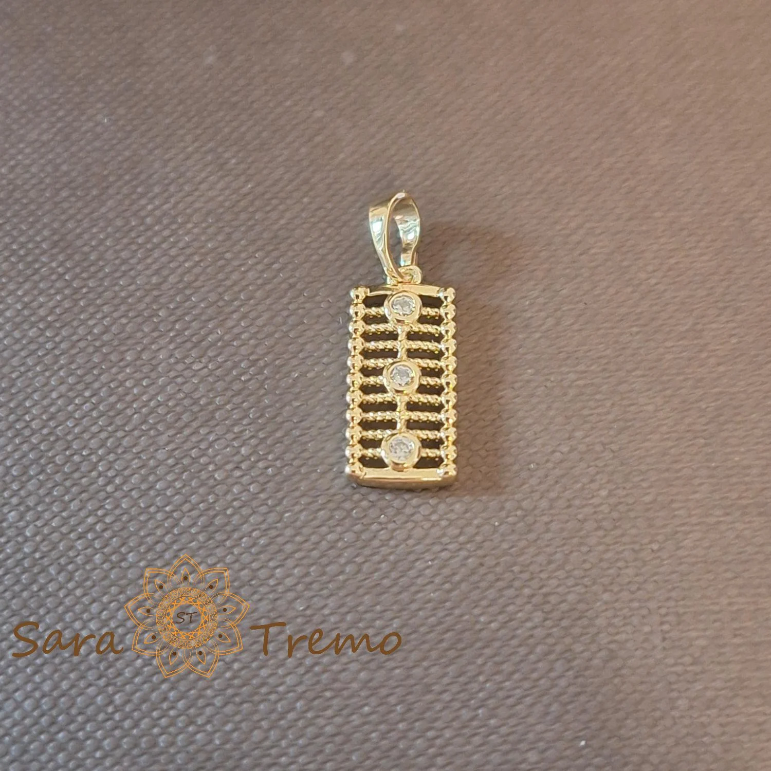 Pandantiv Semn de Lumina – Pandantiv dreptunghiular cu zirconia placat 14K 2 cm [2]