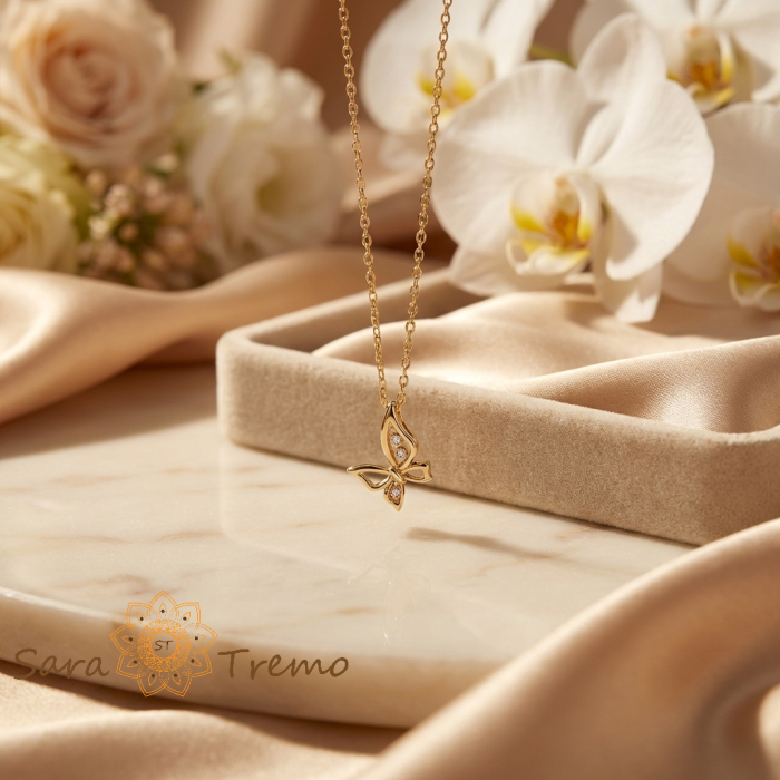 Colier Fluturele Delicat – Colier placat cu aur 14K cu zirconia albe [2]