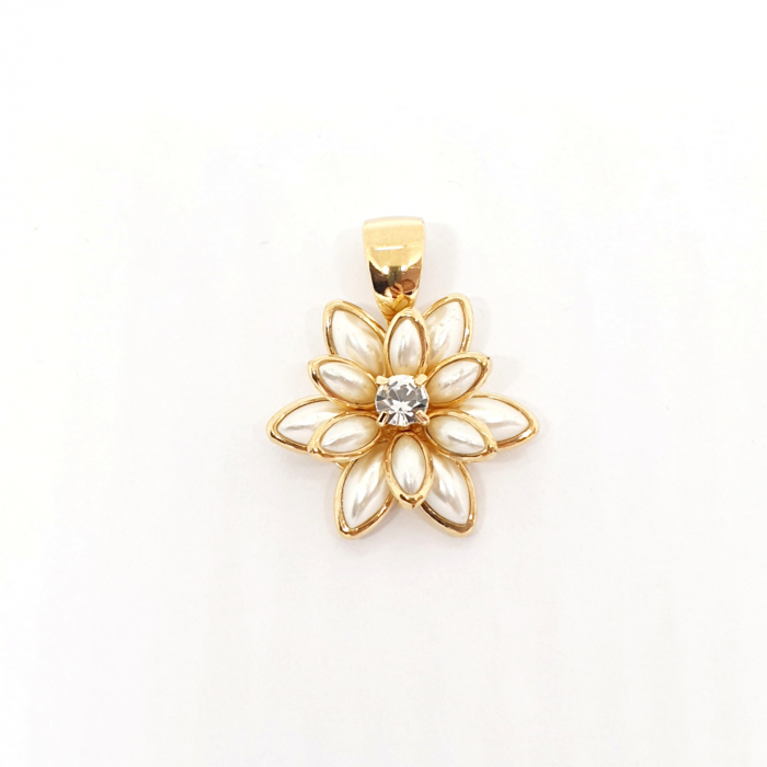 Pandantiv-floare placat cu aur White Lilly [1]