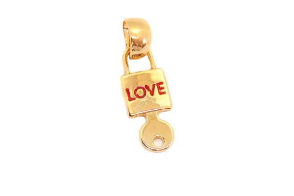 Pandantiv in forma de lacatel si cheie placat cu aur Love [1]