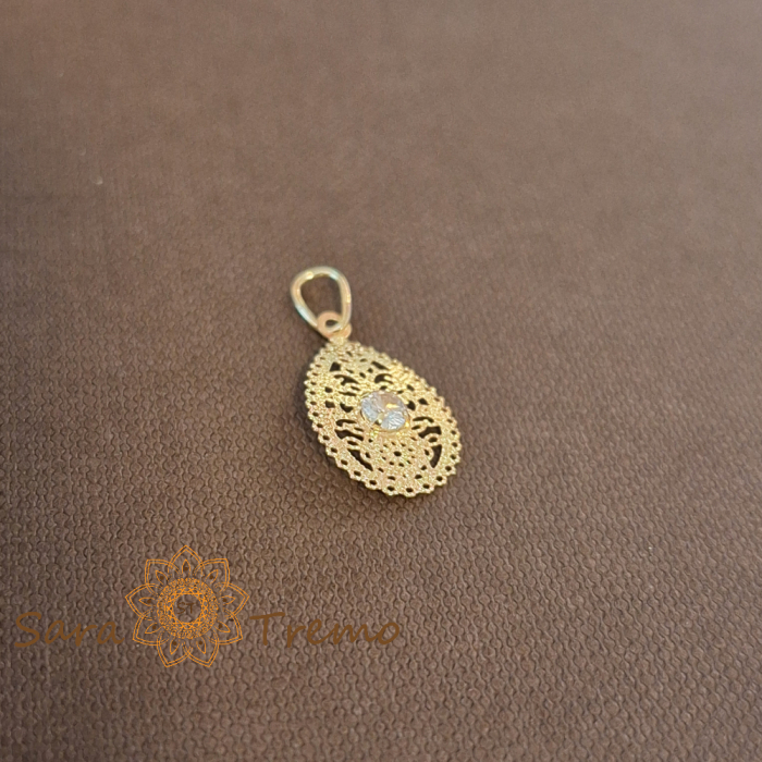 Pandantiv placat cu aur pentru femei – model abstract decupat, tip dantelă [2]