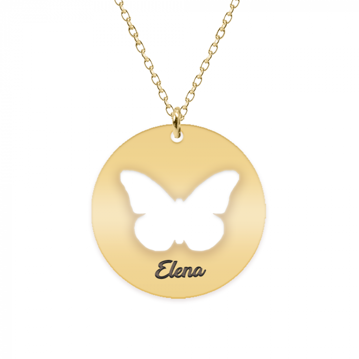 Papilio - Colier personalizat cu fluturas decupat din argint 925 placat cu aur galben 24K- Banut [2]