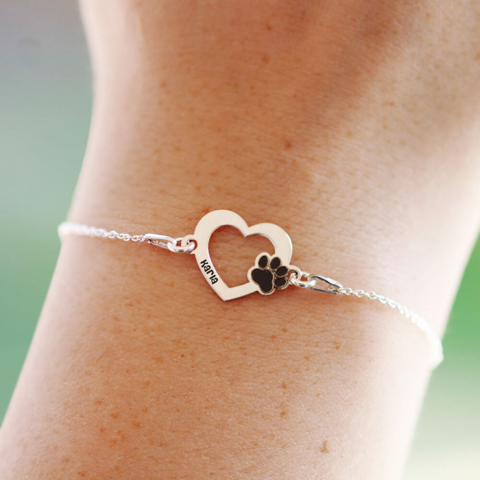 Paw Lover - Bratara personalizata inimioara si labuta din argint 925 placat cu aur roz [3]