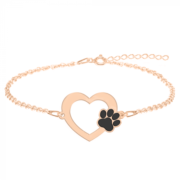 Paw Lover - Bratara personalizata inimioara si labuta din argint 925 placat cu aur roz [2]