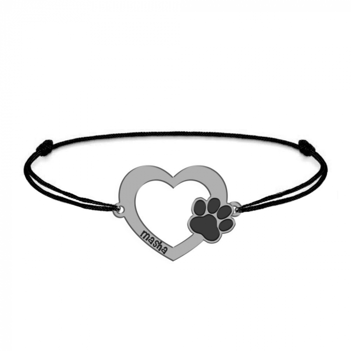 Paw Lover - Bratara personalizata inimioara si labuta - snur [2]