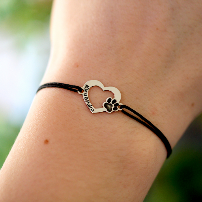 Paw Lover - Bratara personalizata inimioara si labuta - snur [3]