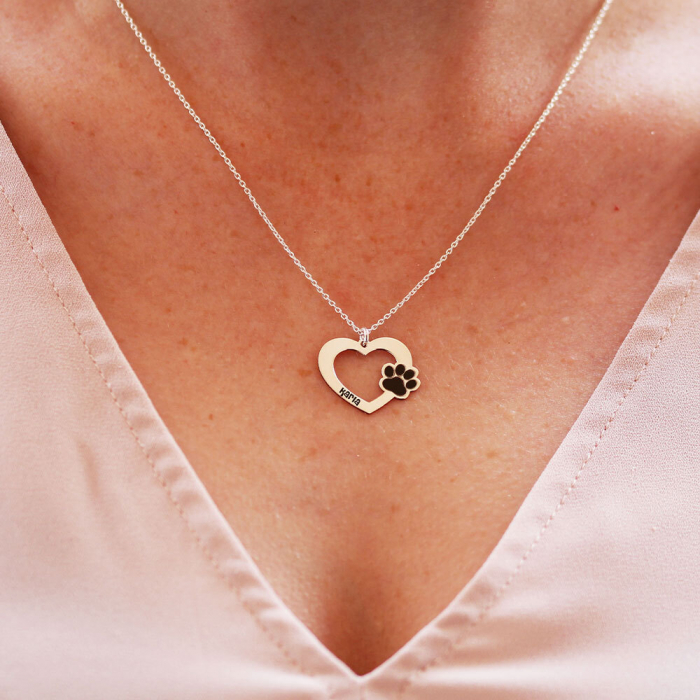 Paw Lover - Colier personalizat din argint - Inima [3]
