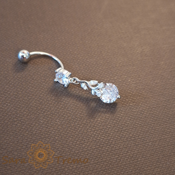 Piercing buric din argint 925 cu cristale zirconia albe în formă de floare, 3.5 cm [2]