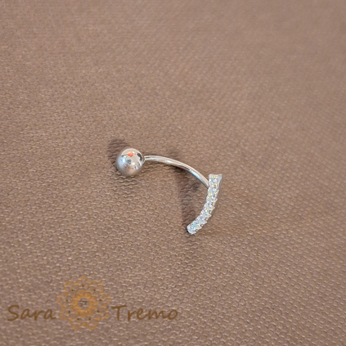 Piercing buric din argint 925 cu model semicircular si cristale zirconia - 1.5 cm [2]