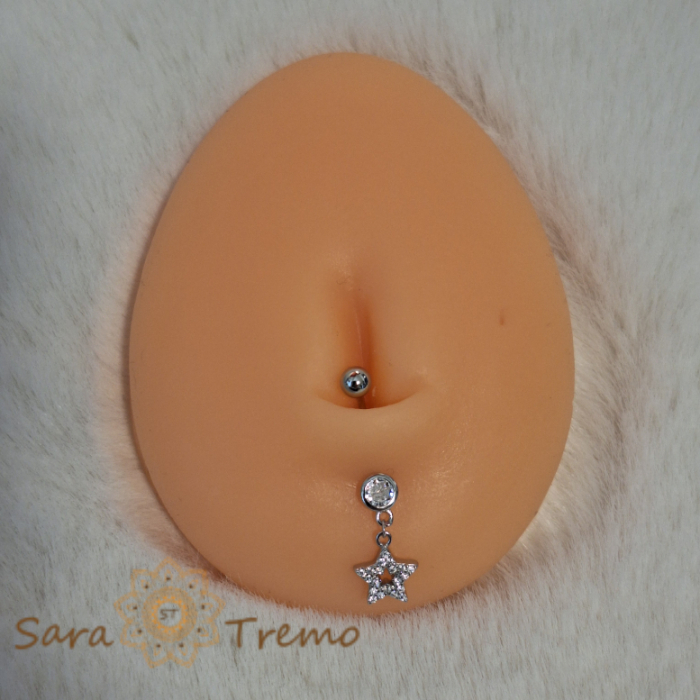 Piercing buric din argint 925 cu steluță și cristale zirconia albe, 3 cm [2]