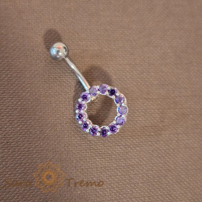 Piercing buric din argint cu cristale zirconia mov [2]