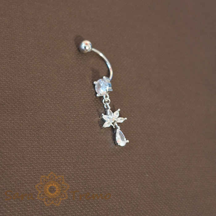 Piercing Buric din Argint cu Decor Complex și Cristale Zirconia [2]