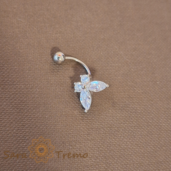 Piercing Buric din Argint cu Fluture Strălucitor [2]