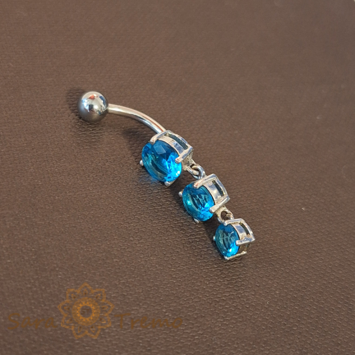 Piercing buric cu cristale zirconia turcoaz SaraTremo [2]