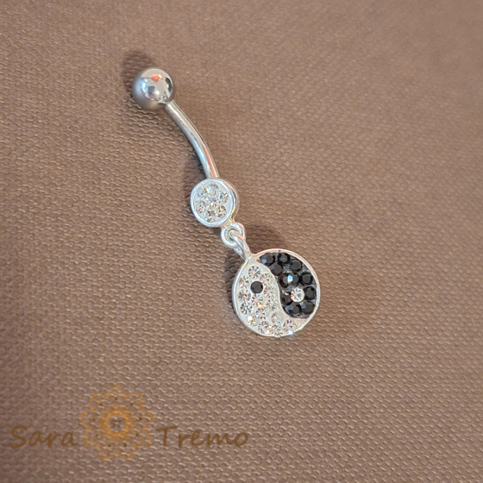 Piercing Buric Yin & Yang din Argint cu Cristale Zirconia [2]