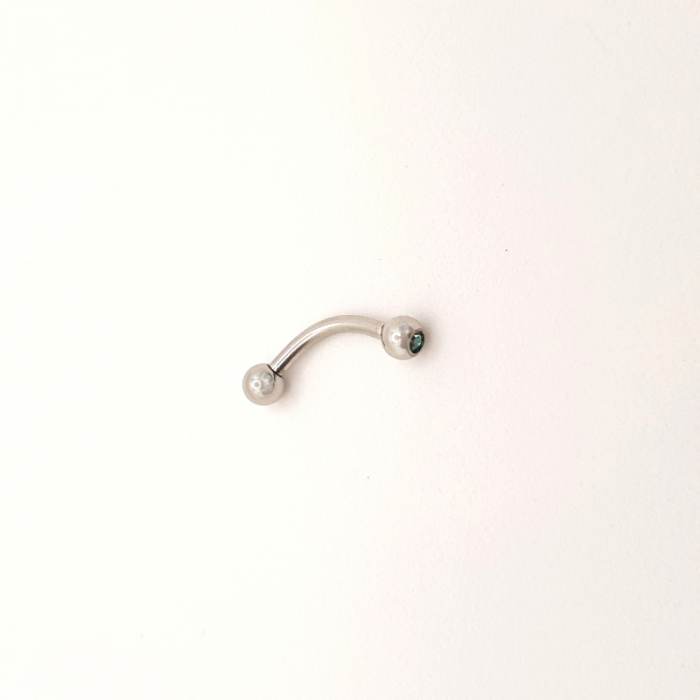 Piercing curbat cu bilă mică și cristal zirconia bleu [3]