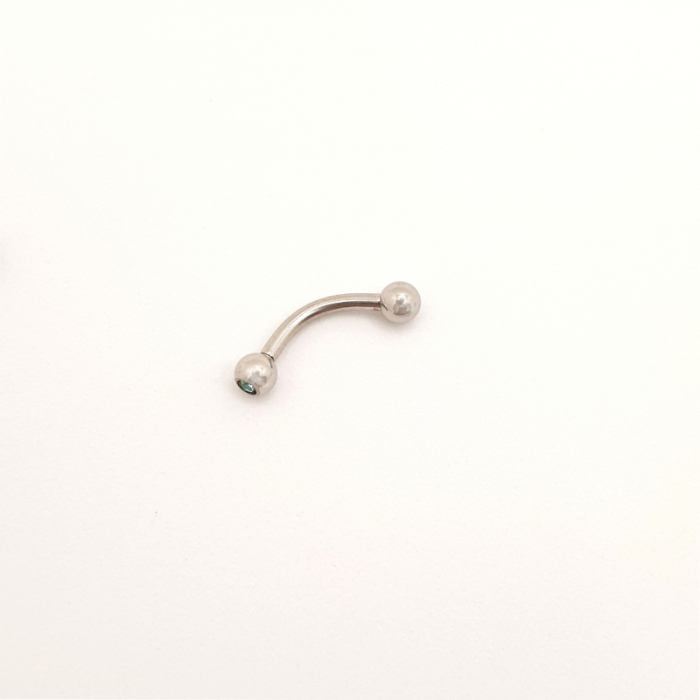 Piercing curbat cu bilă mică și cristal zirconia bleu [2]