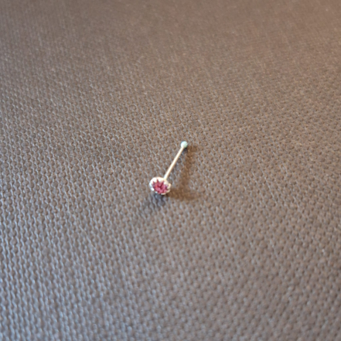 Piercing pentru nas din argint cu cristal zirconia roz - SaraTremo [3]