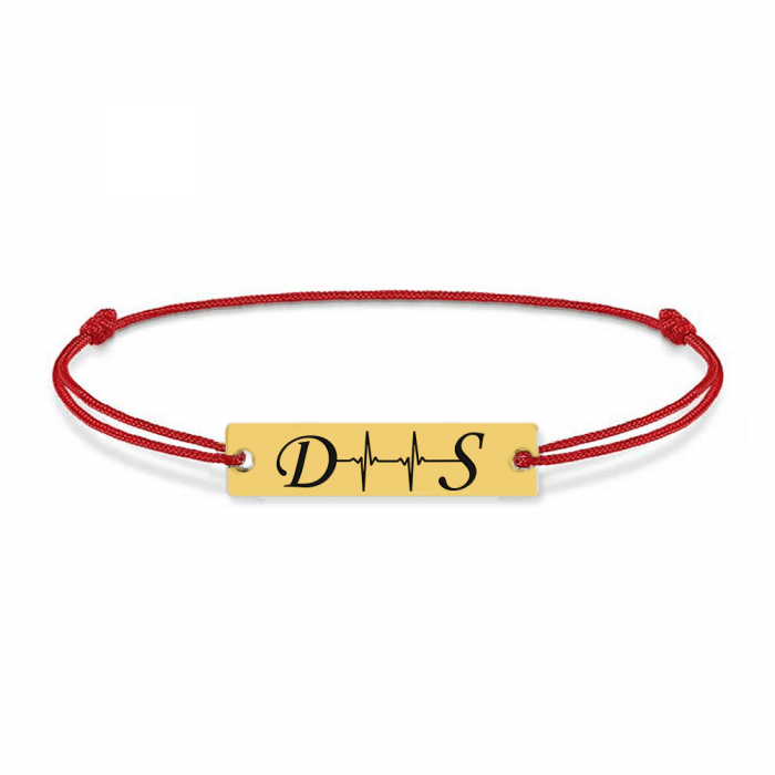 Pulse - Bratara din argint placat cu aur galben 24K personalizata cu initiale si puls [2]