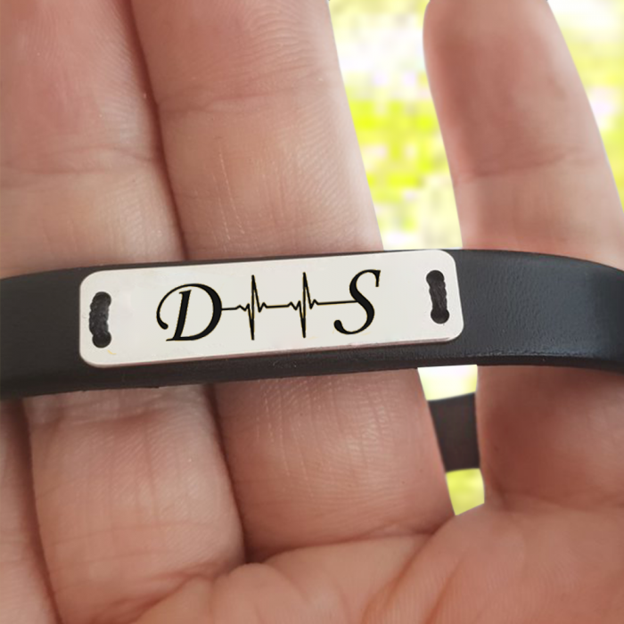Pulse - Bratara personalizata piele puls si initiale argint 925 [2]