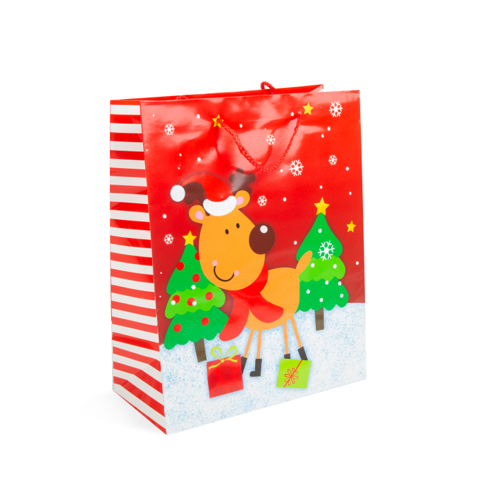 Pungă cadou de Crăciun - hârtie - 265 x 127 x 330 mm - 4 tipuri/ pachet [3]