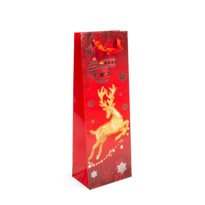 Pungă cadou sticle - hartie, Craciun - 360 x 127 x 83 mm - 4 tipuri / pachet [2]