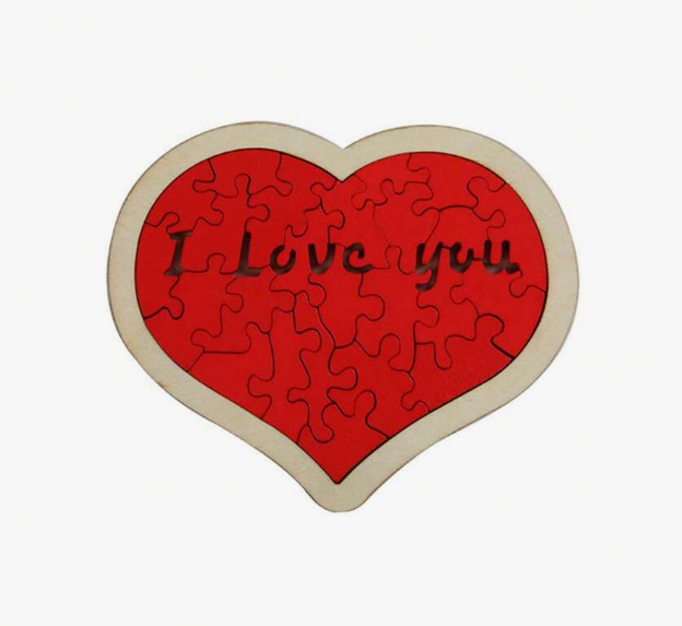 Puzzle inima din lemn – „I Love You” (12 cm) [3]