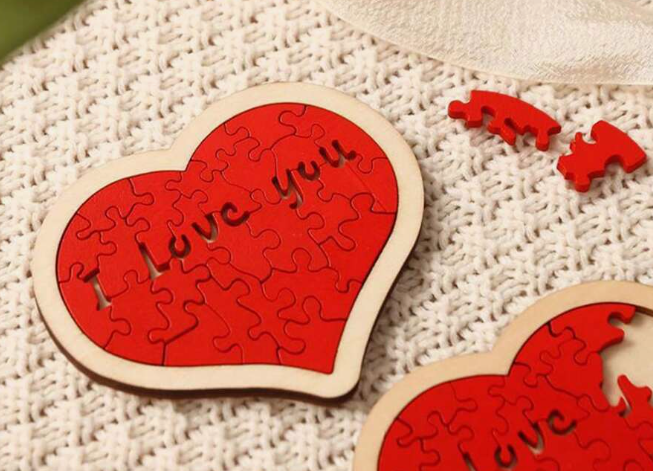 Puzzle inima din lemn – „I Love You” (12 cm) [2]