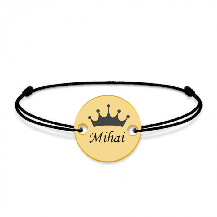 Regali - Bratara personalizata banut argint 925 placat cu aur galben 24K cu nume si corona [2]