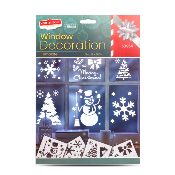 Șablon decor pentru fereastră de Crăciun - 28 x 20,5 cm - 4 tipuri / pachet [2]